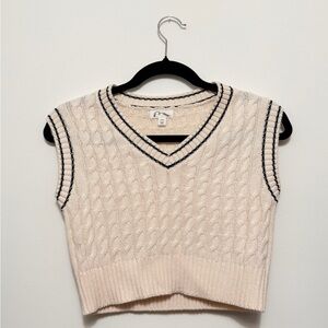 Cream Cable Knit Sweater Vest